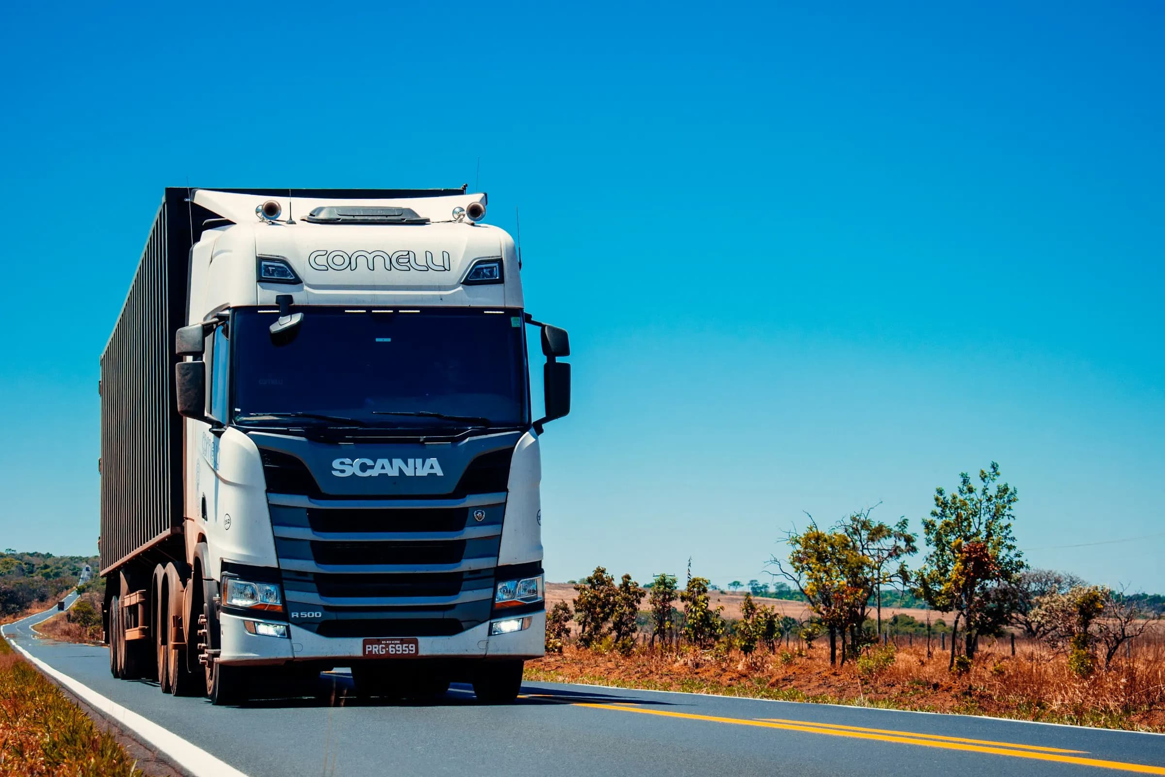 Haul truck on a long-distance freight run